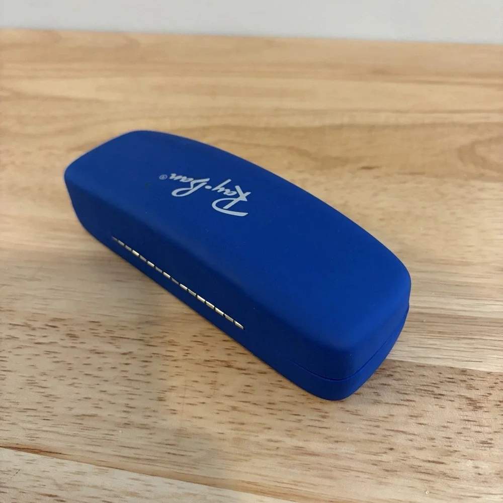 Ray-Ban Blue Eyeglass Hard Case Glasses Case Hinged Clamshell Red Felt Lined